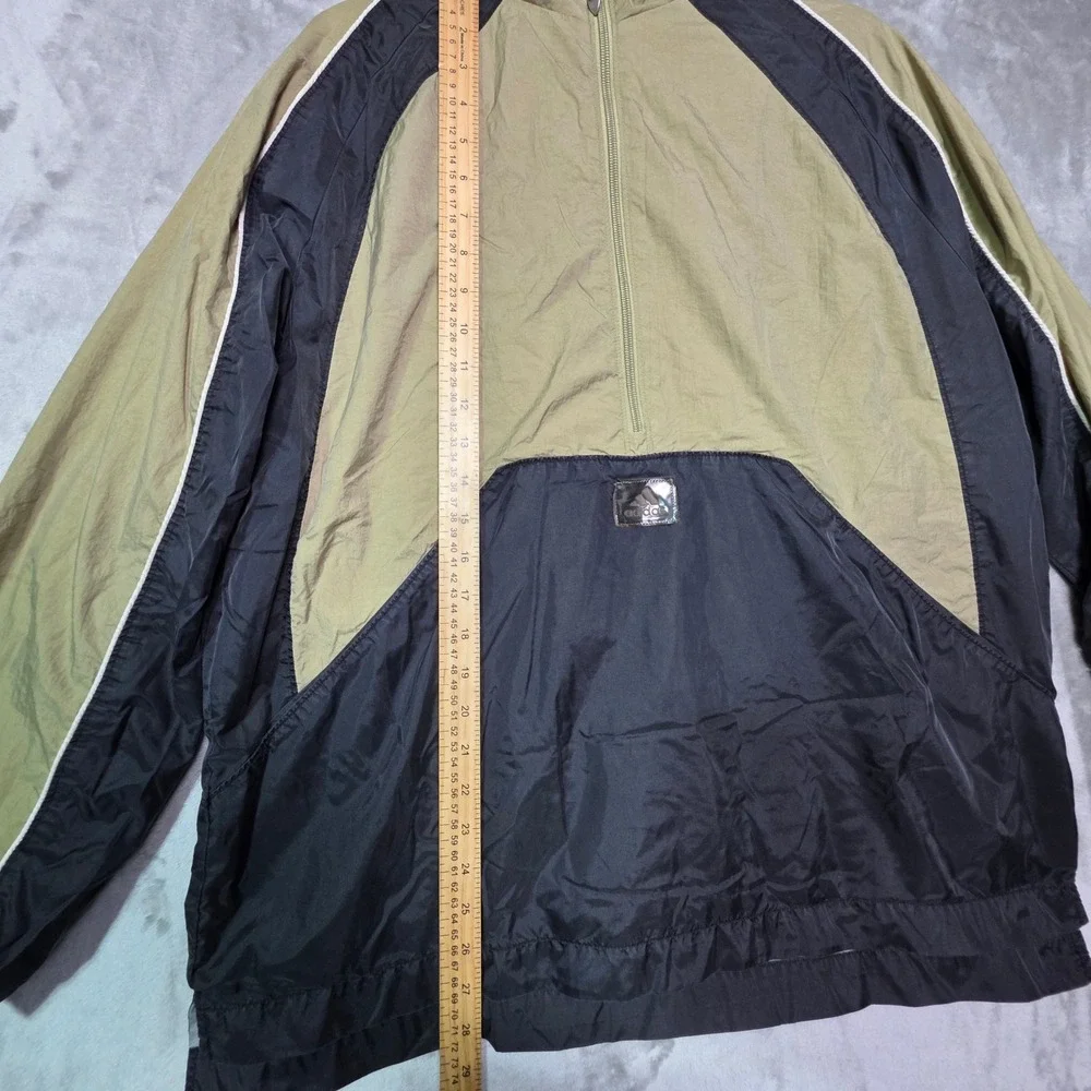Adidas Vintage Mens Half Zip Windbreaker Jacket Olive Green Black Size L 88387